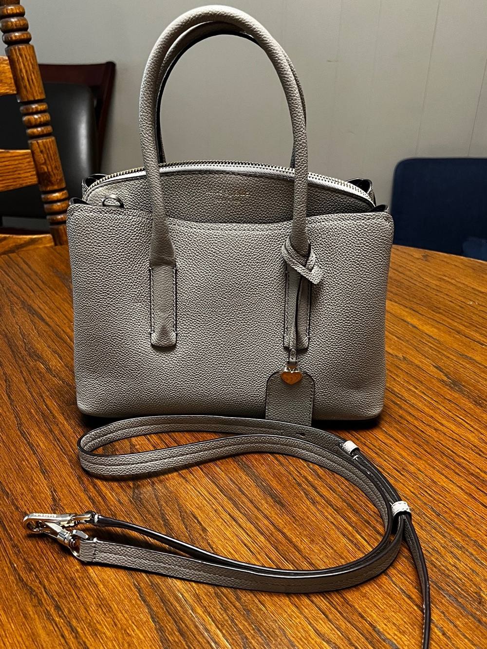 kate spade Margaux Pebbled Leather Satchel in Light Gray